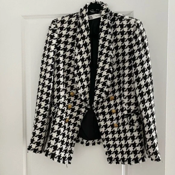 ★ZARA★ HOUNDSTOOTH JACKET Zara | Jackets & Coats | Zara Tweed Houndstooth Jacket